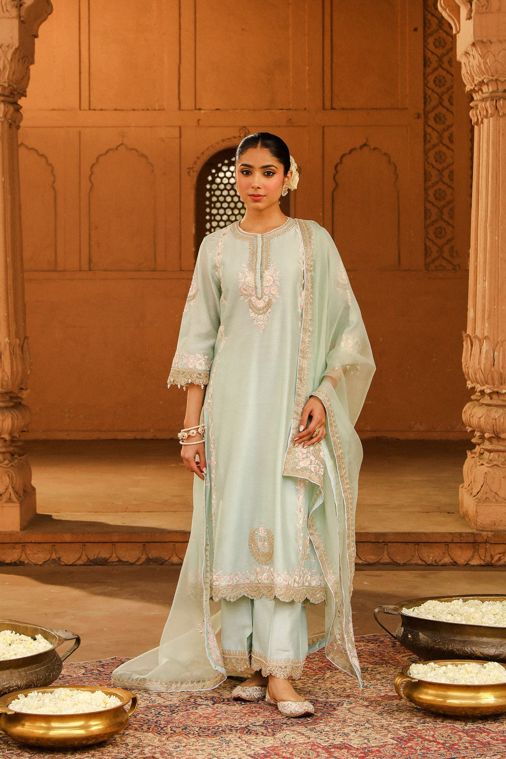 A-line palazzo suit with dupatta