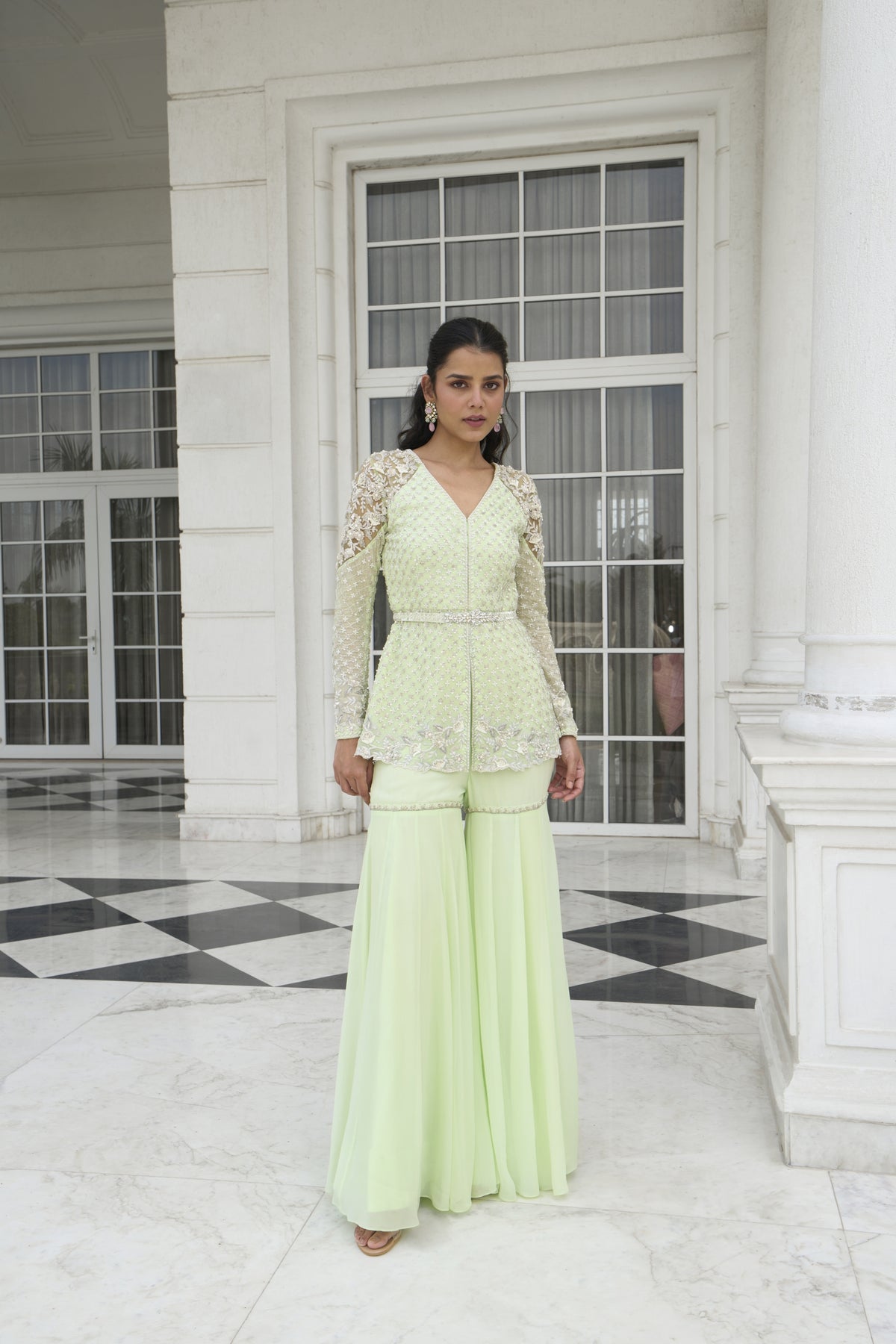 LIME GREEN PEPLUM SHARARA