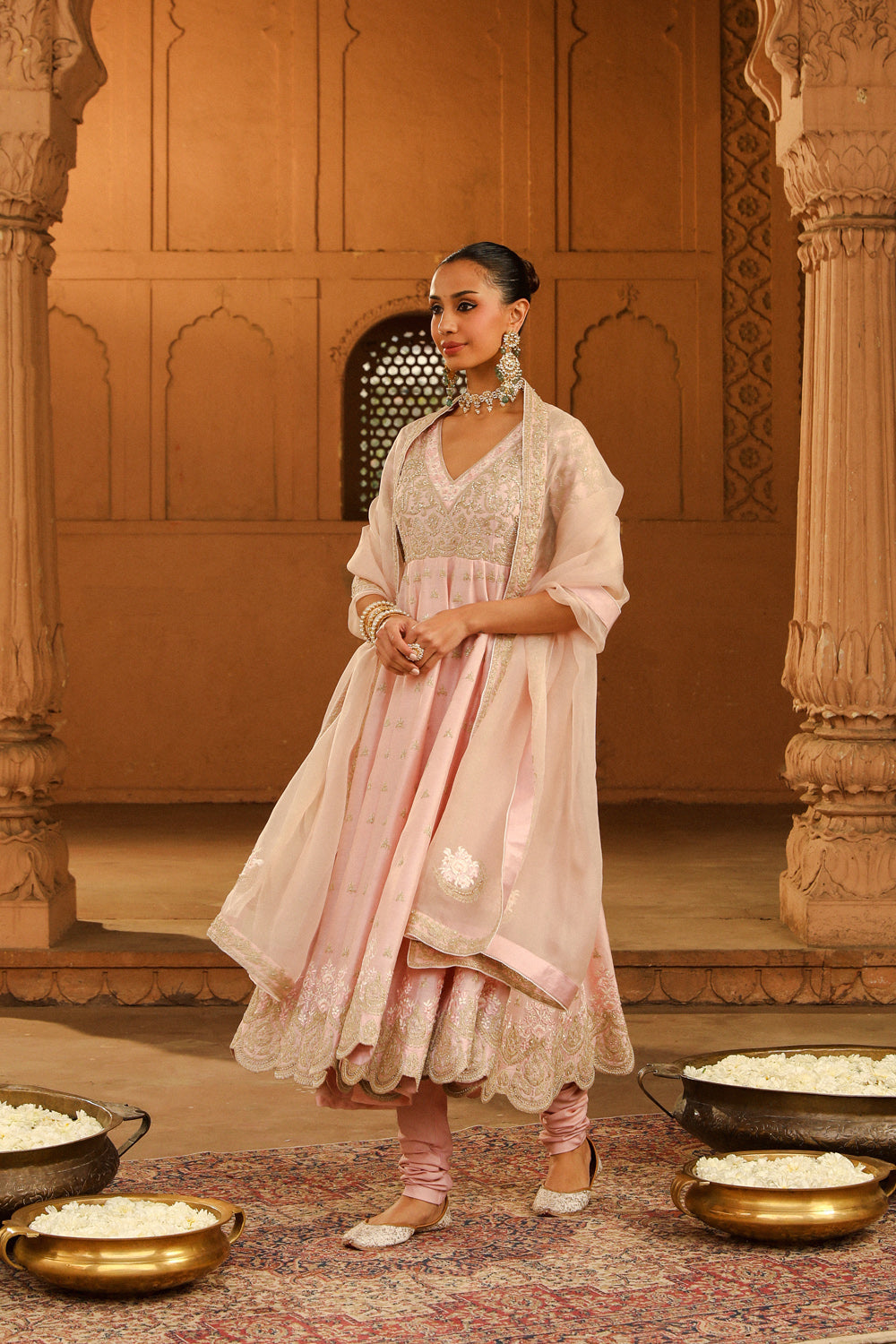 Long Anarkali with chooridaar and dupatta