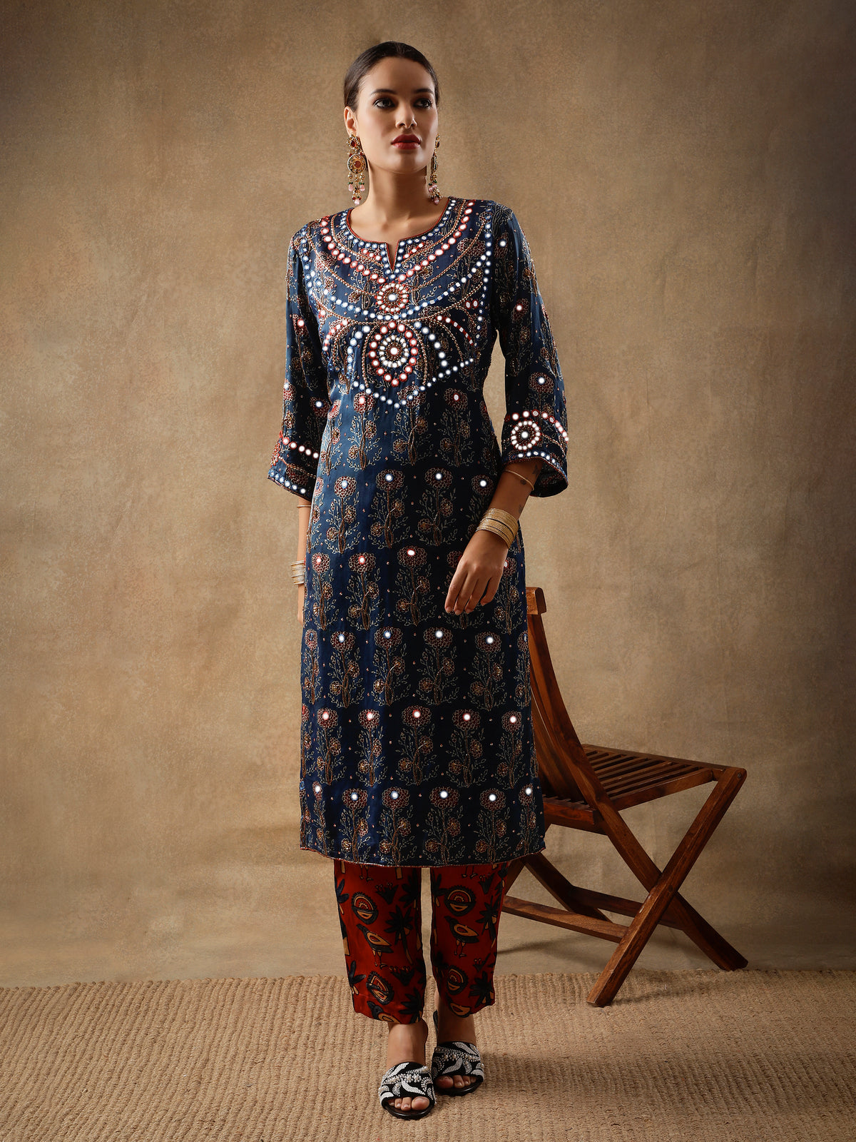 Royal Blue Silk Kurta Set