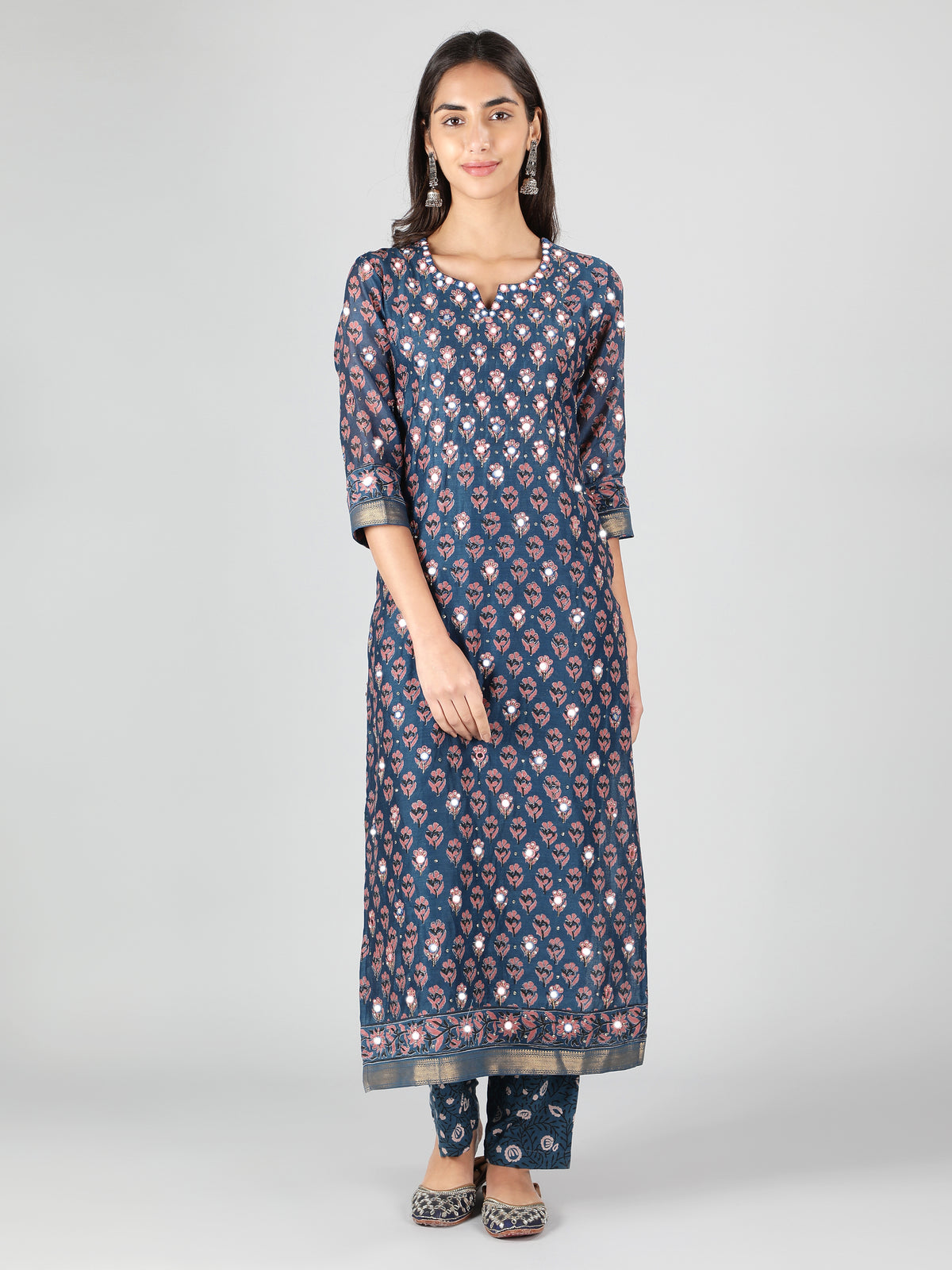 Gem-Tone Poppy Floral Kurta Set