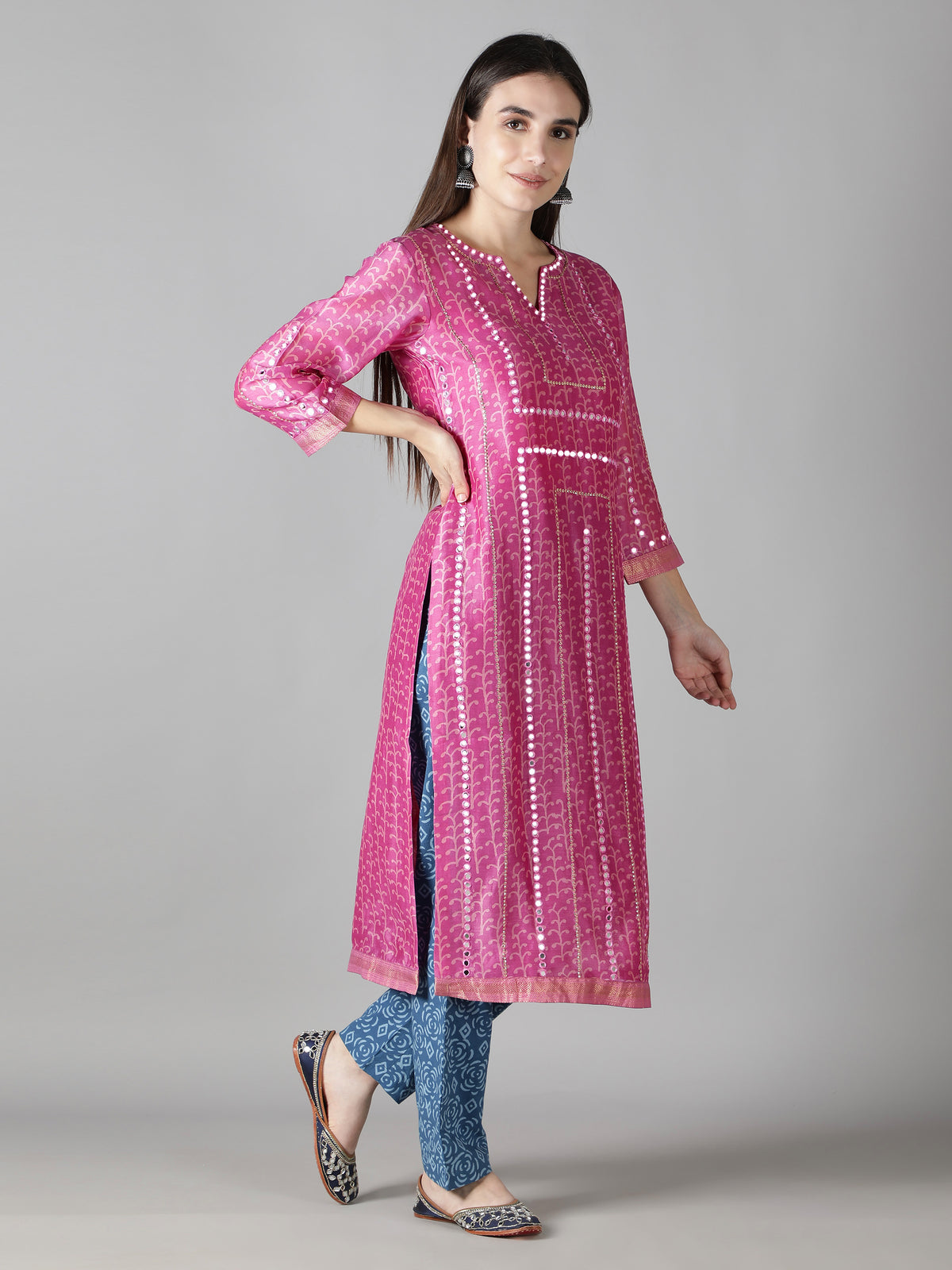 Sapphire Blue Striped Kurta Set