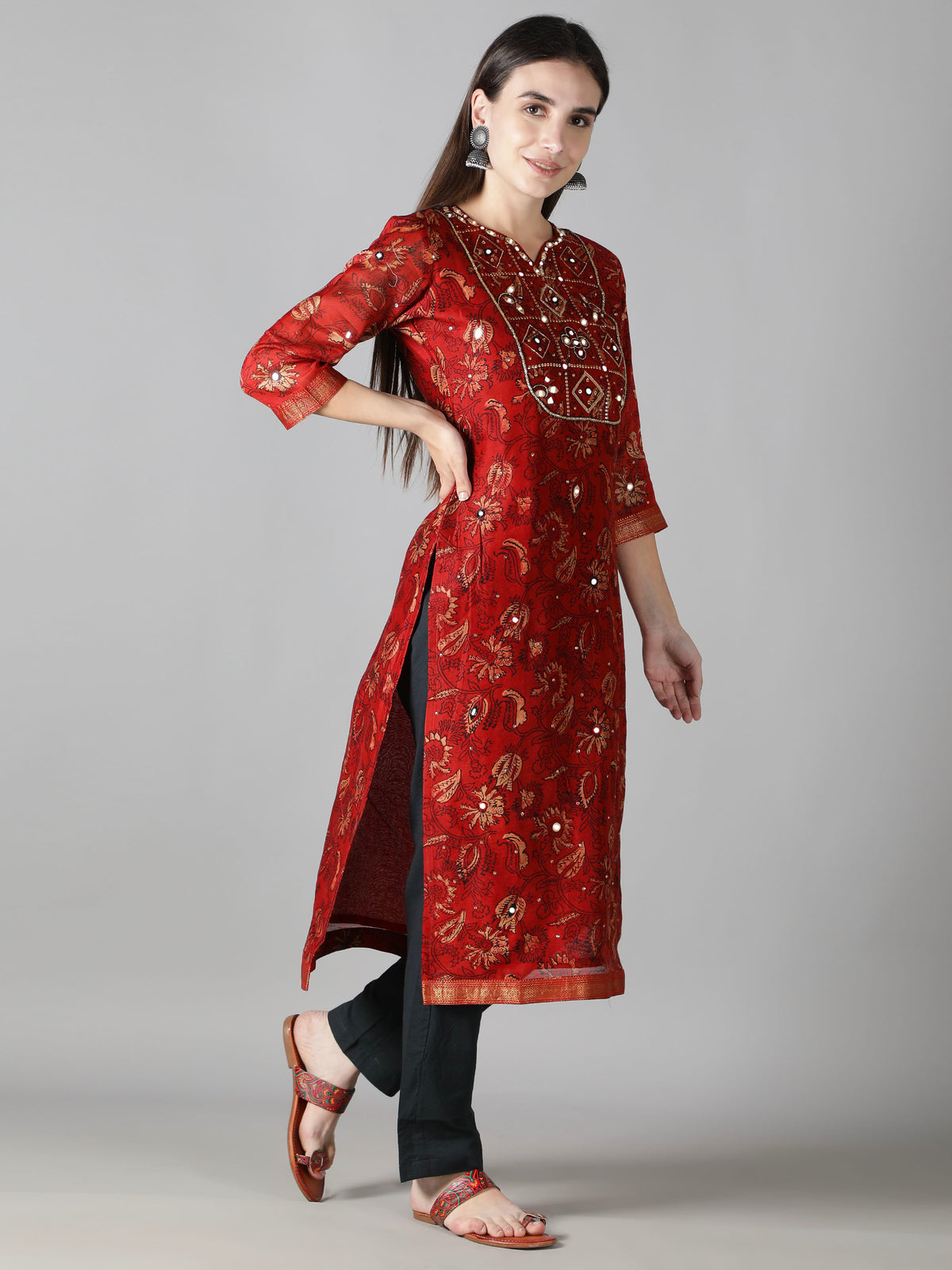 Muted Red Earthy Kurta Set