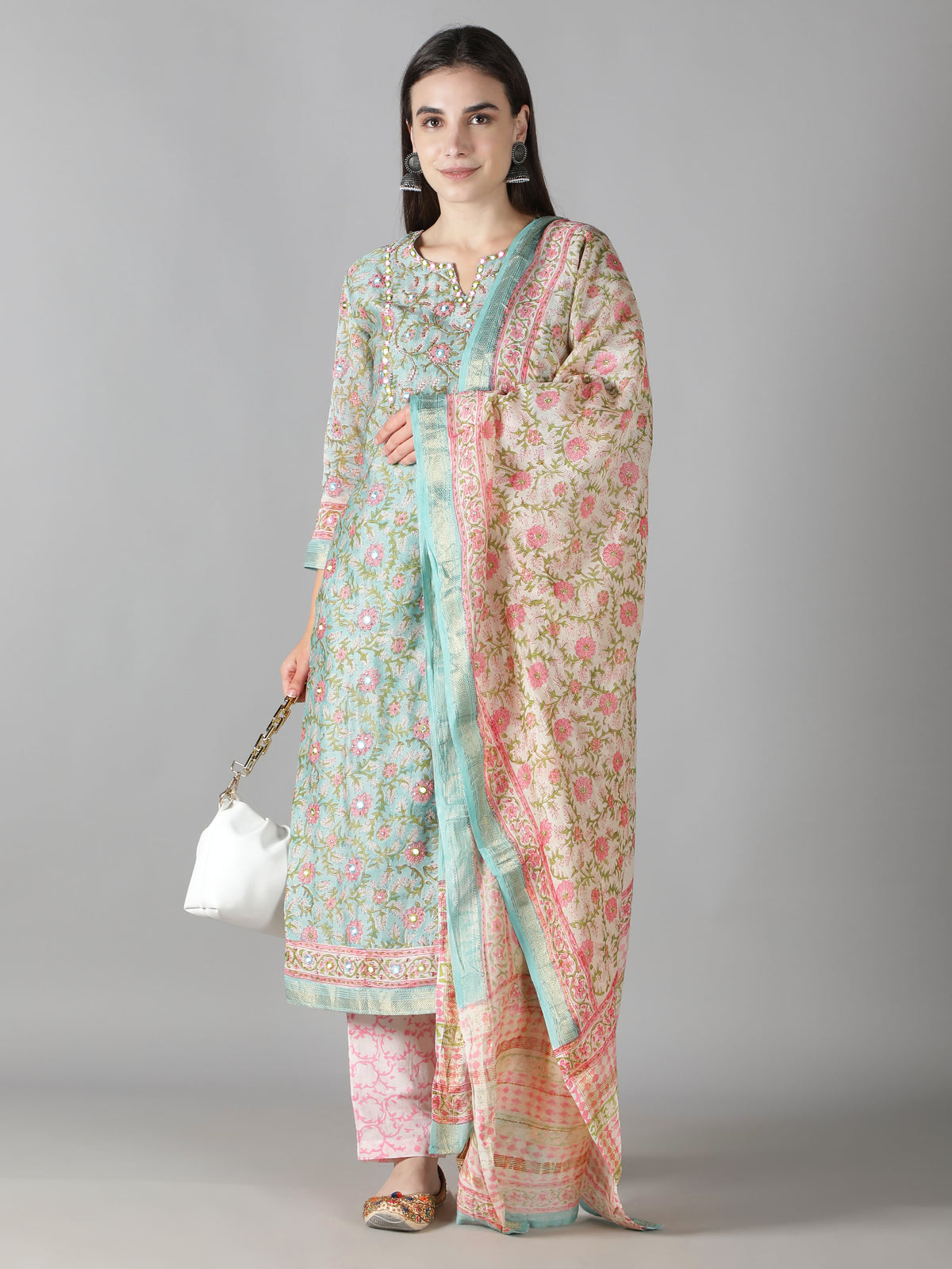 Spring Bloom Mint Kurta Set