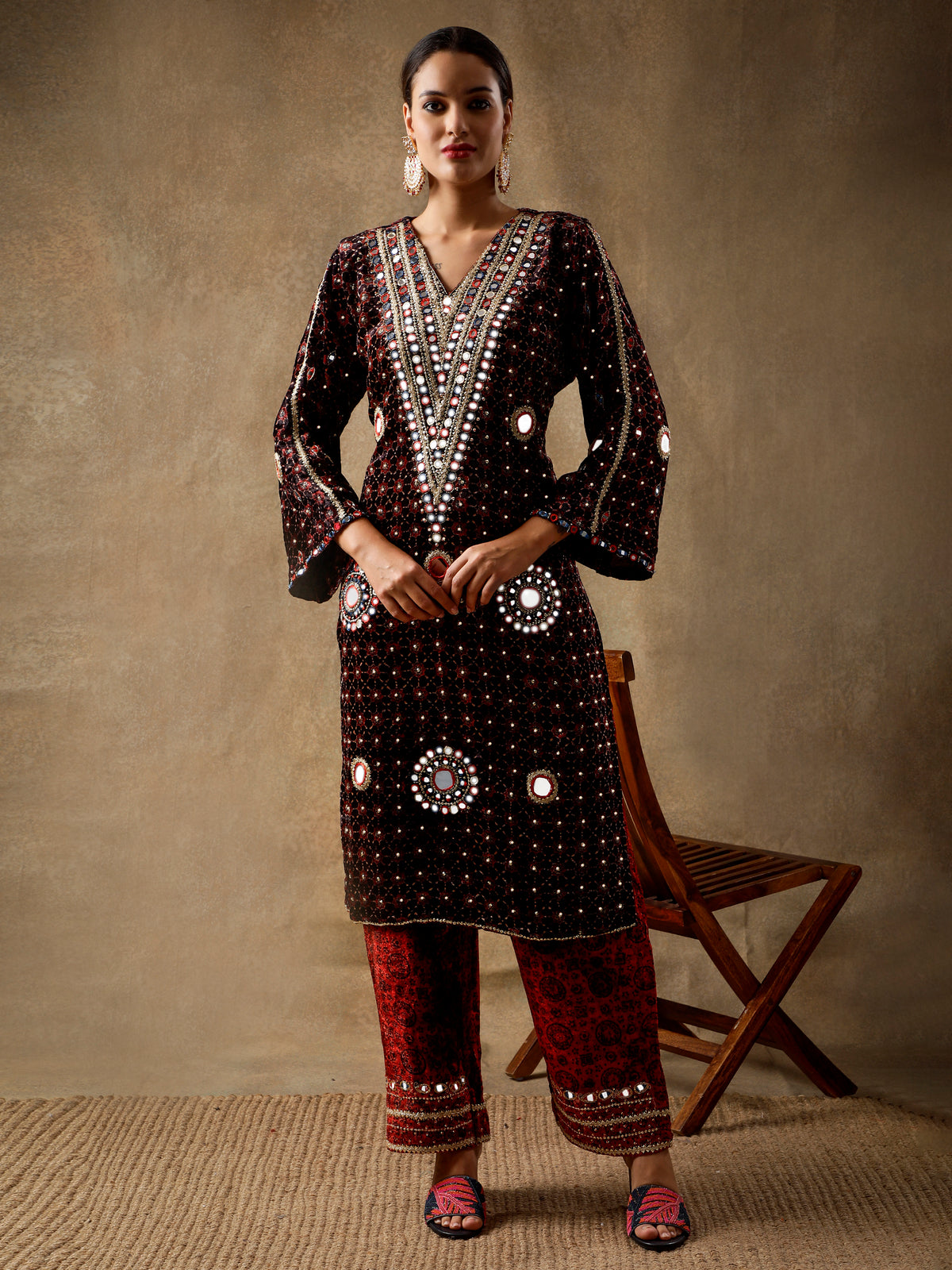 Enchanting Black Velvet Kurta Set