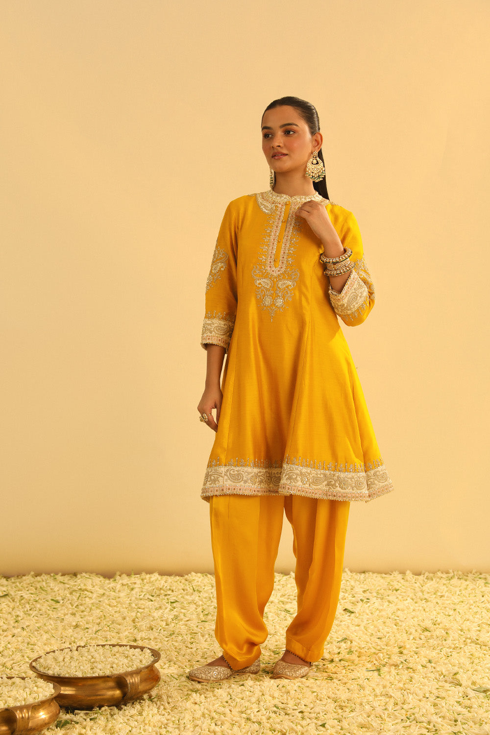 Amani - Mustard A-line Kurta with Salwar & Dupatta