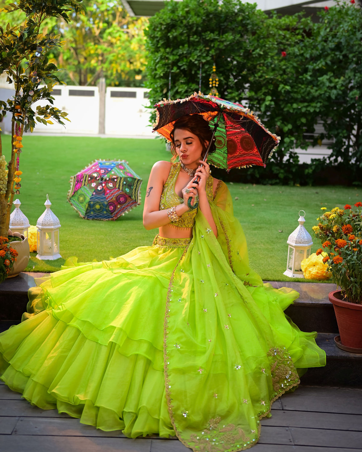 Layered Organza  lehenga set