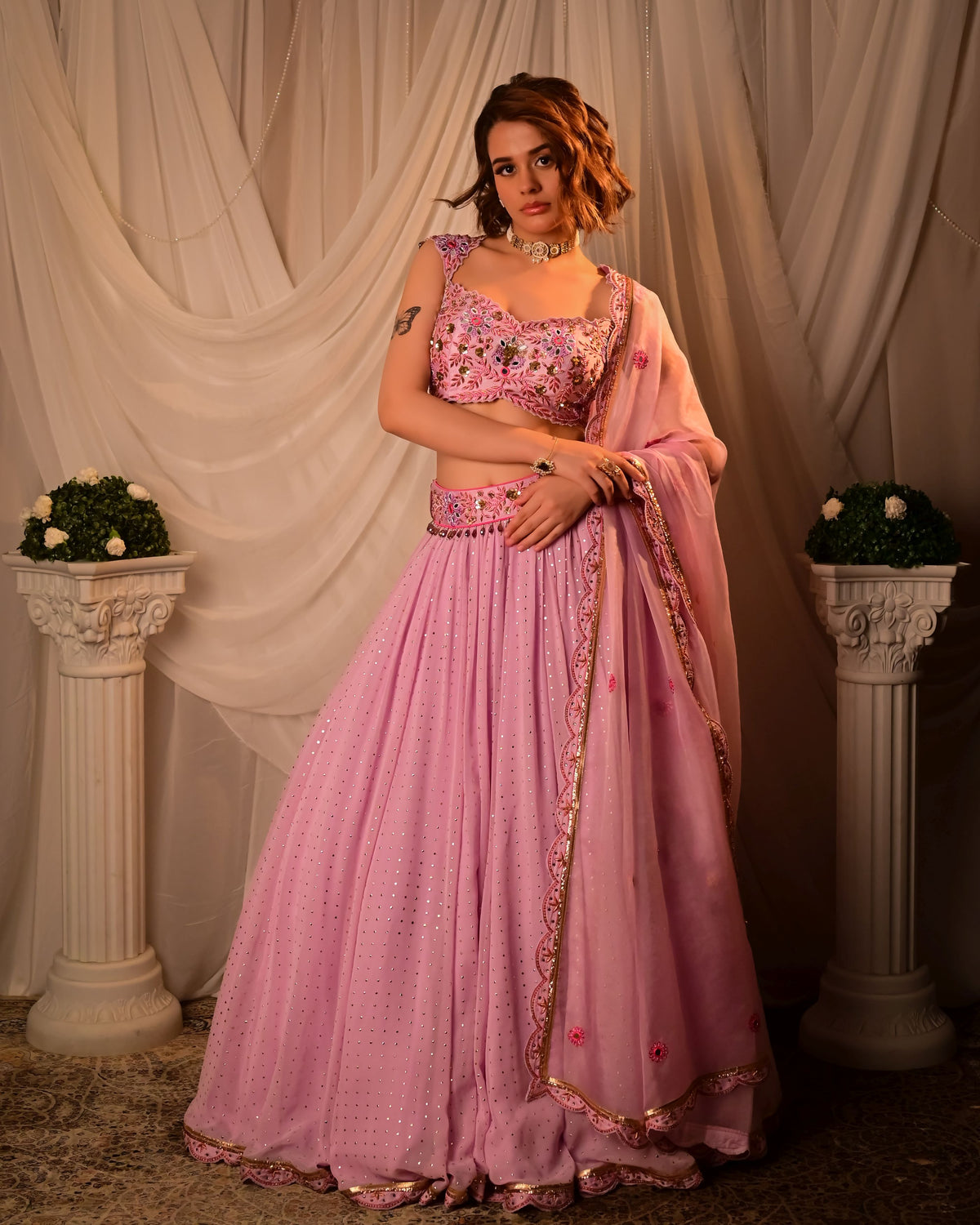 lilac lehenga Set