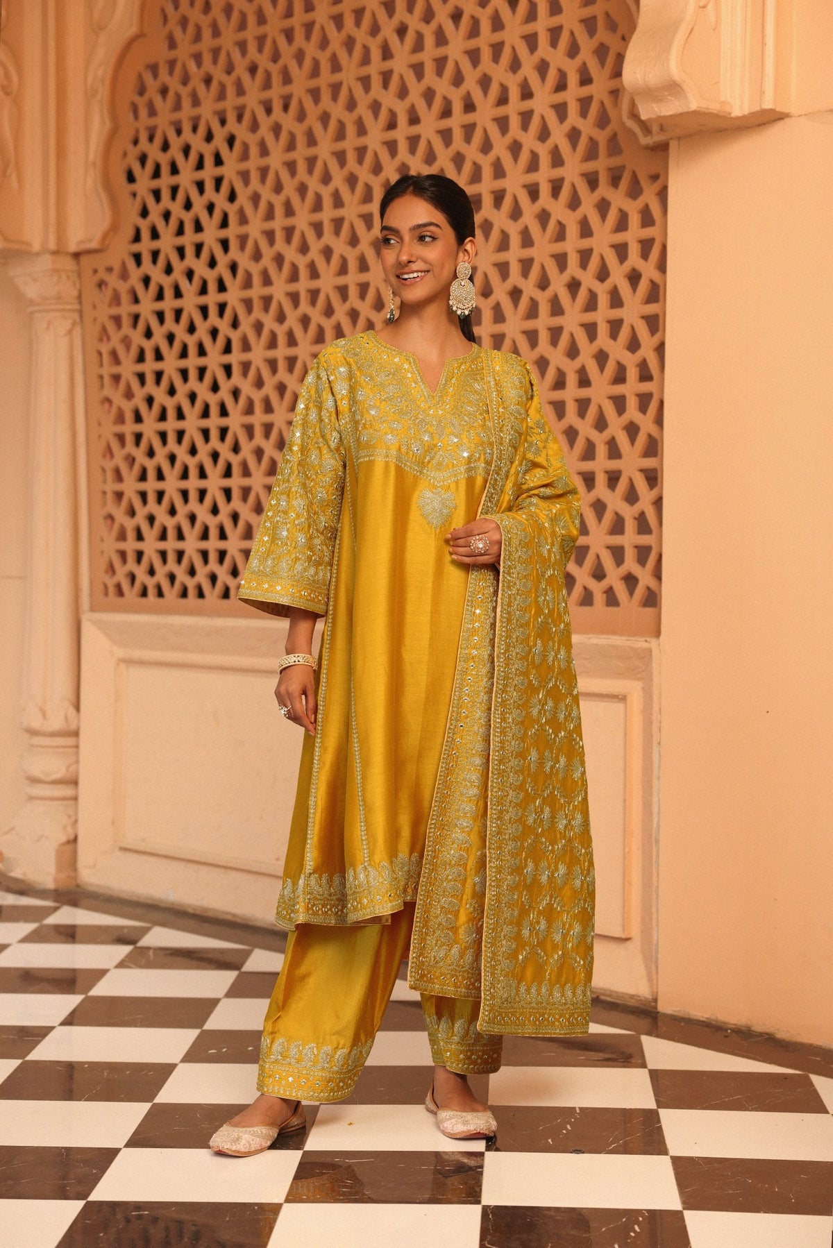 Aiman - Short Knee Length Chauga with Salwar and Odhni