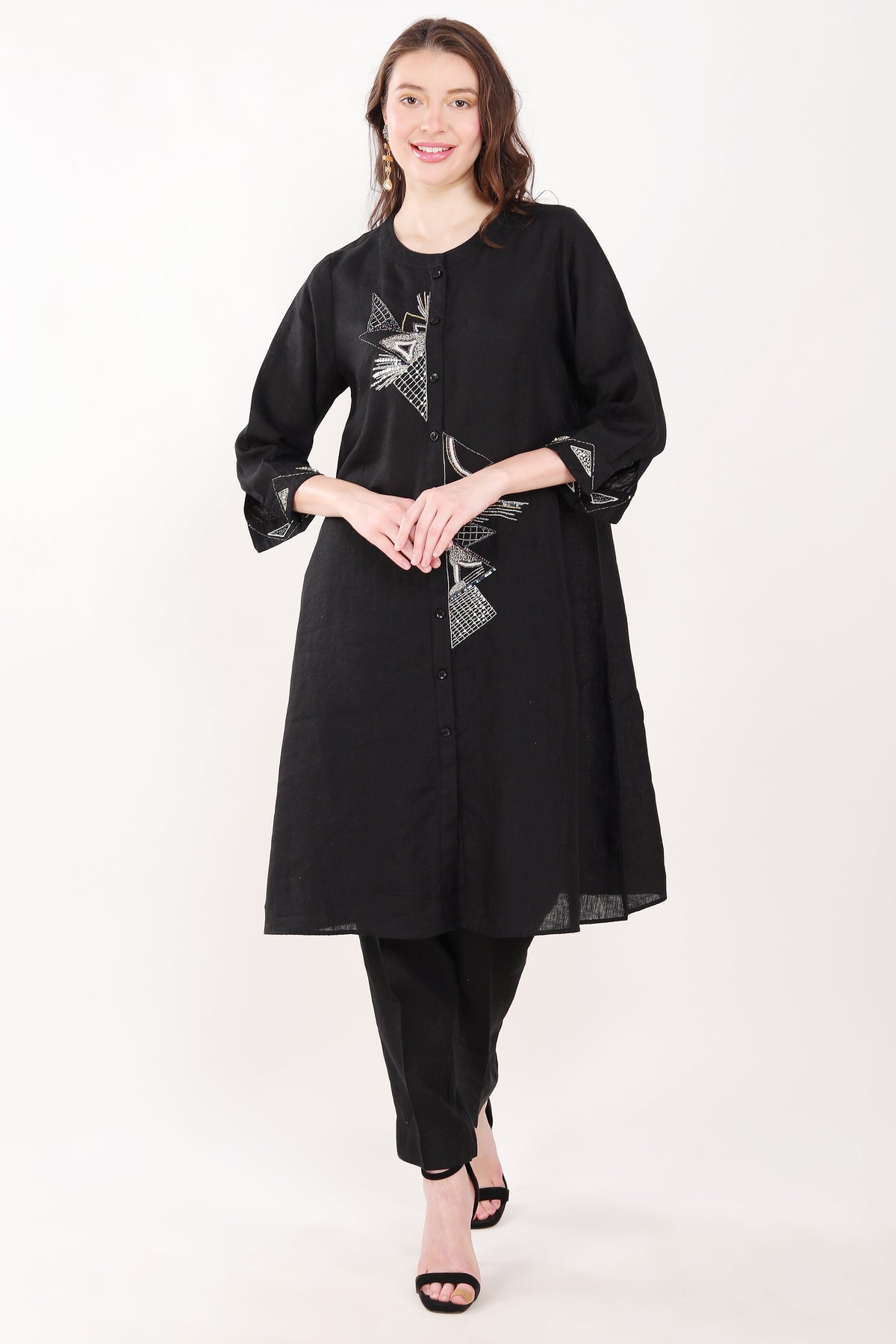 Black Sequin Work Embroidered Tunic