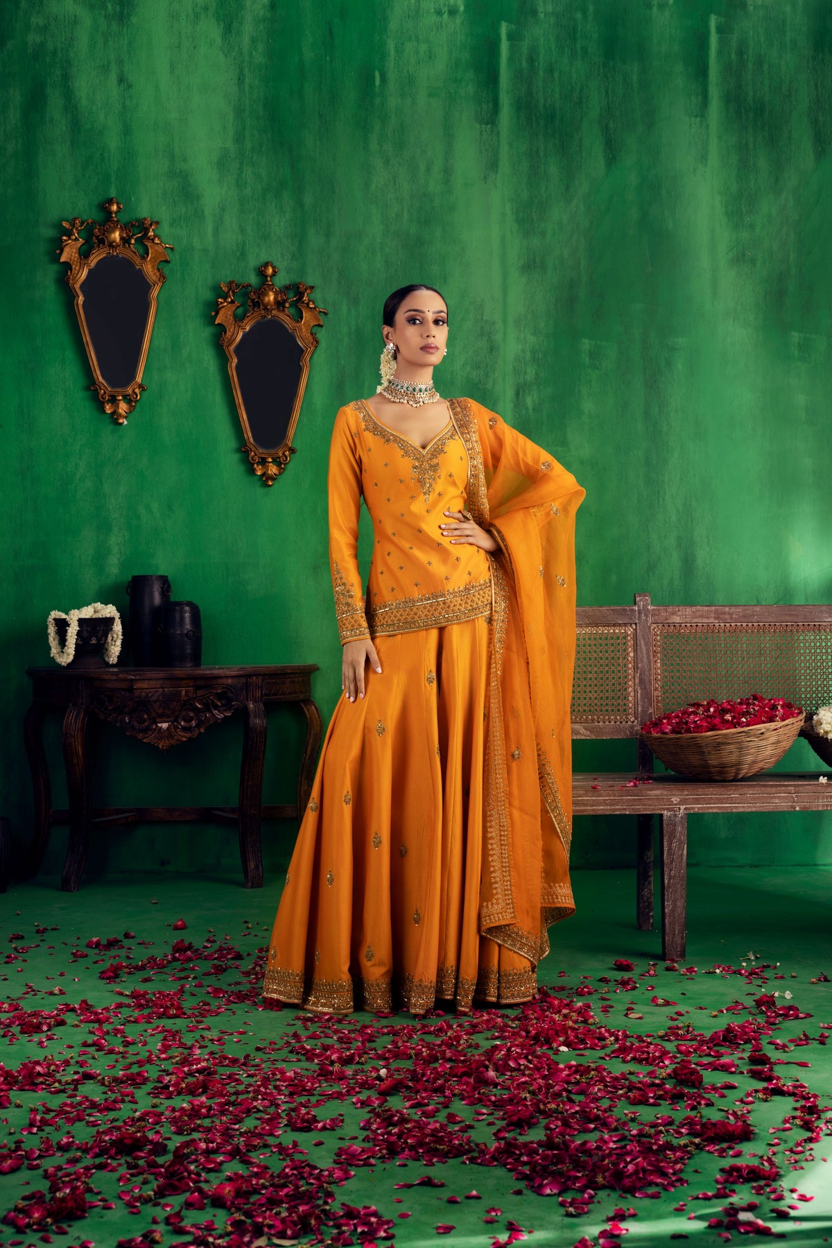 Tangerine orange sharara set