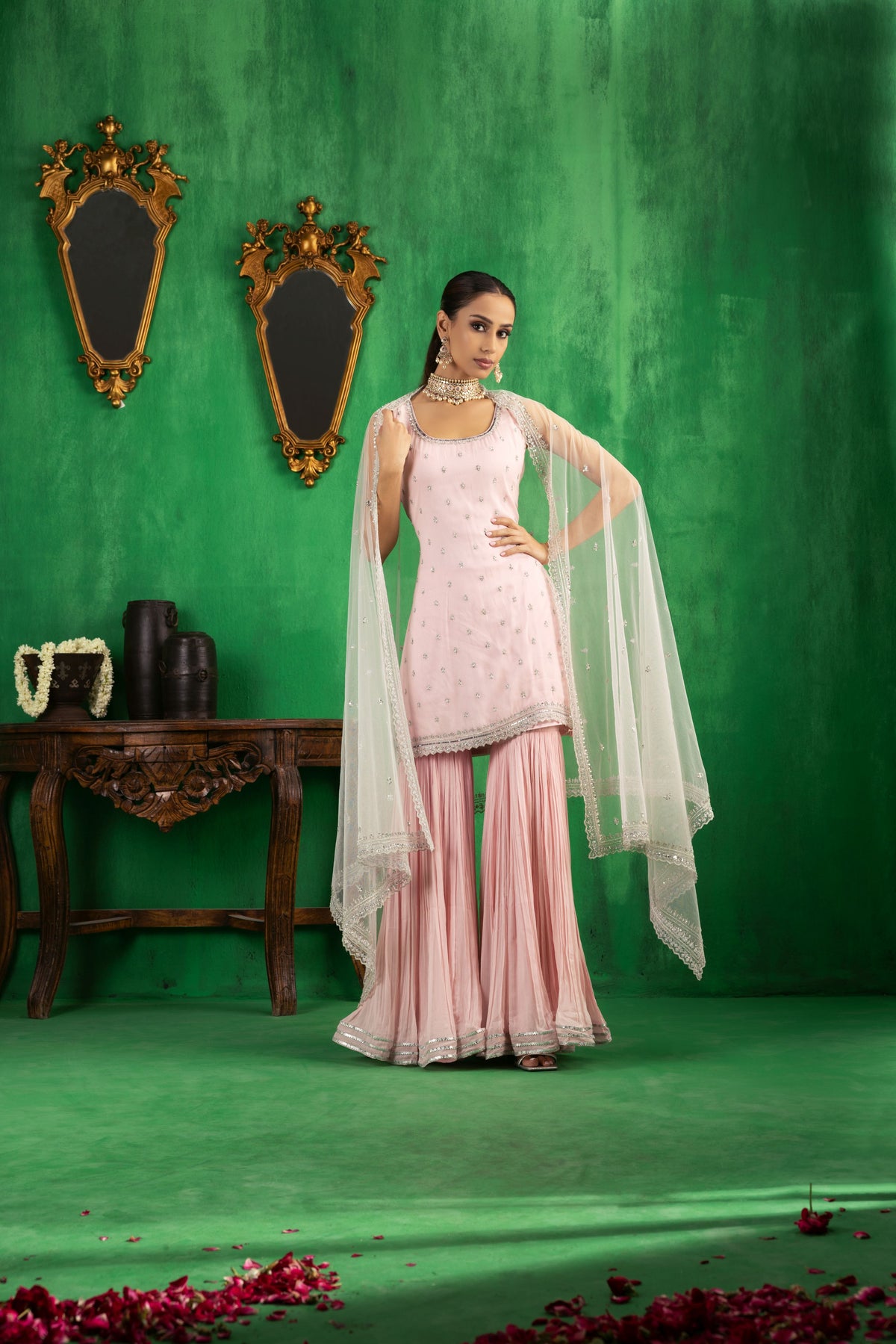 Baby pink gharara set