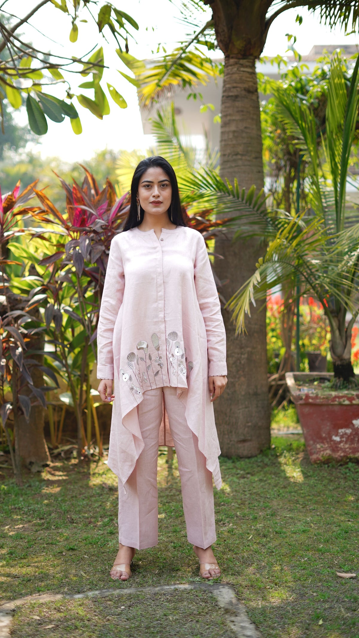 LIGHT PINK EMB HIGHLOW TUNIC