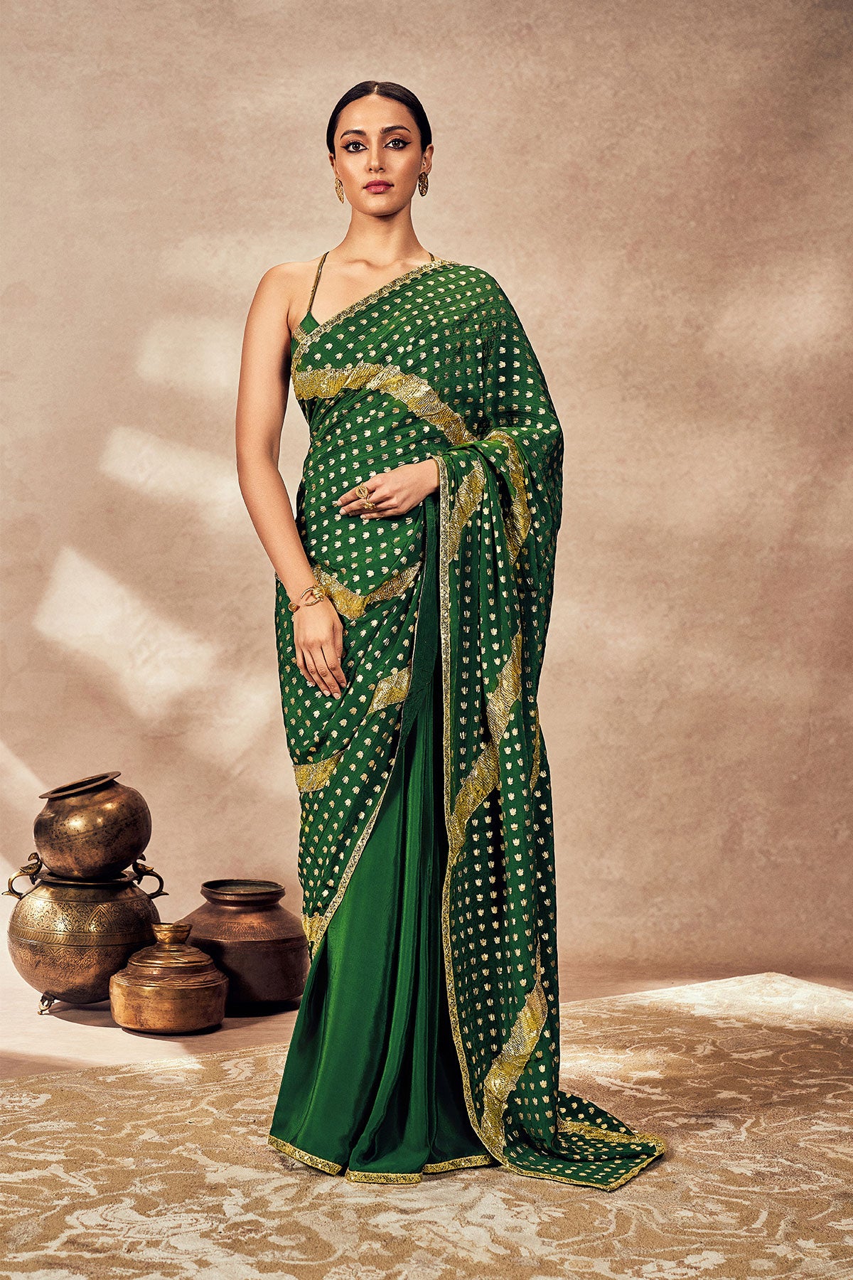 GREEN PALMSCAPE GOTA SAREE