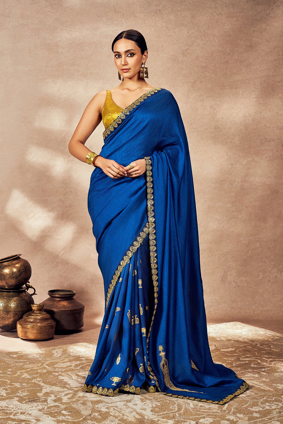 BLUE POTTER'S TOUCH SAREE