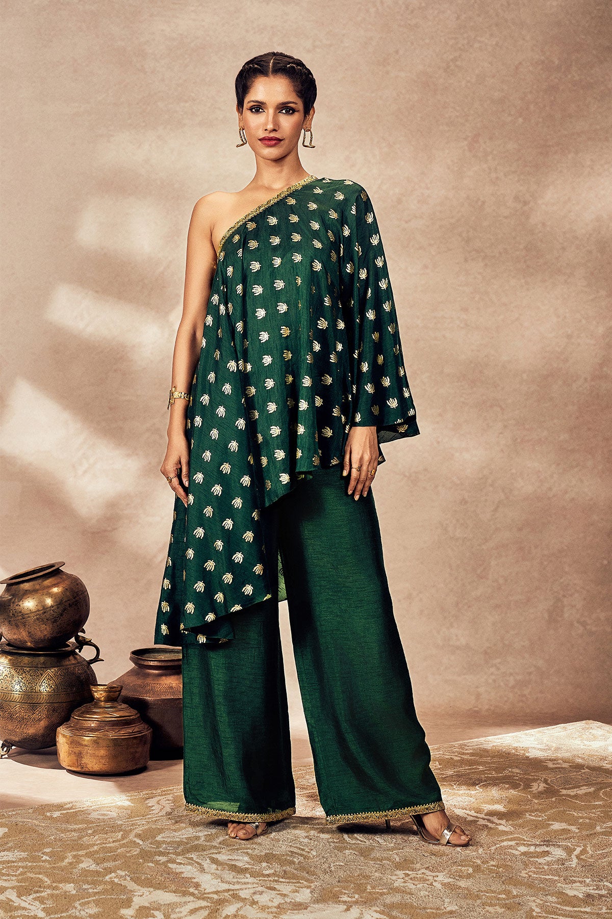 GREEN PALMSCAPE TUNIC SET