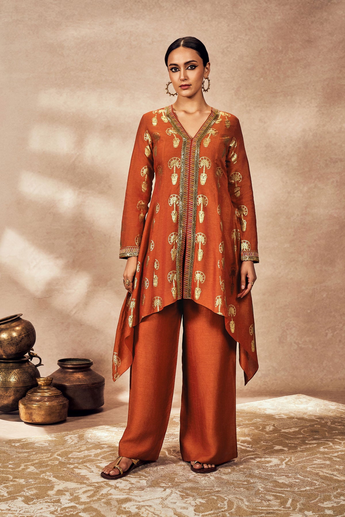 RUST TRAVELLER'S PALM TUNIC SET