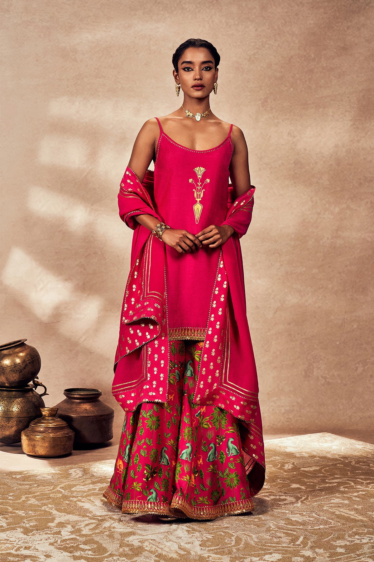 PINK TROPICAL RHAPSODY SHARARA SET