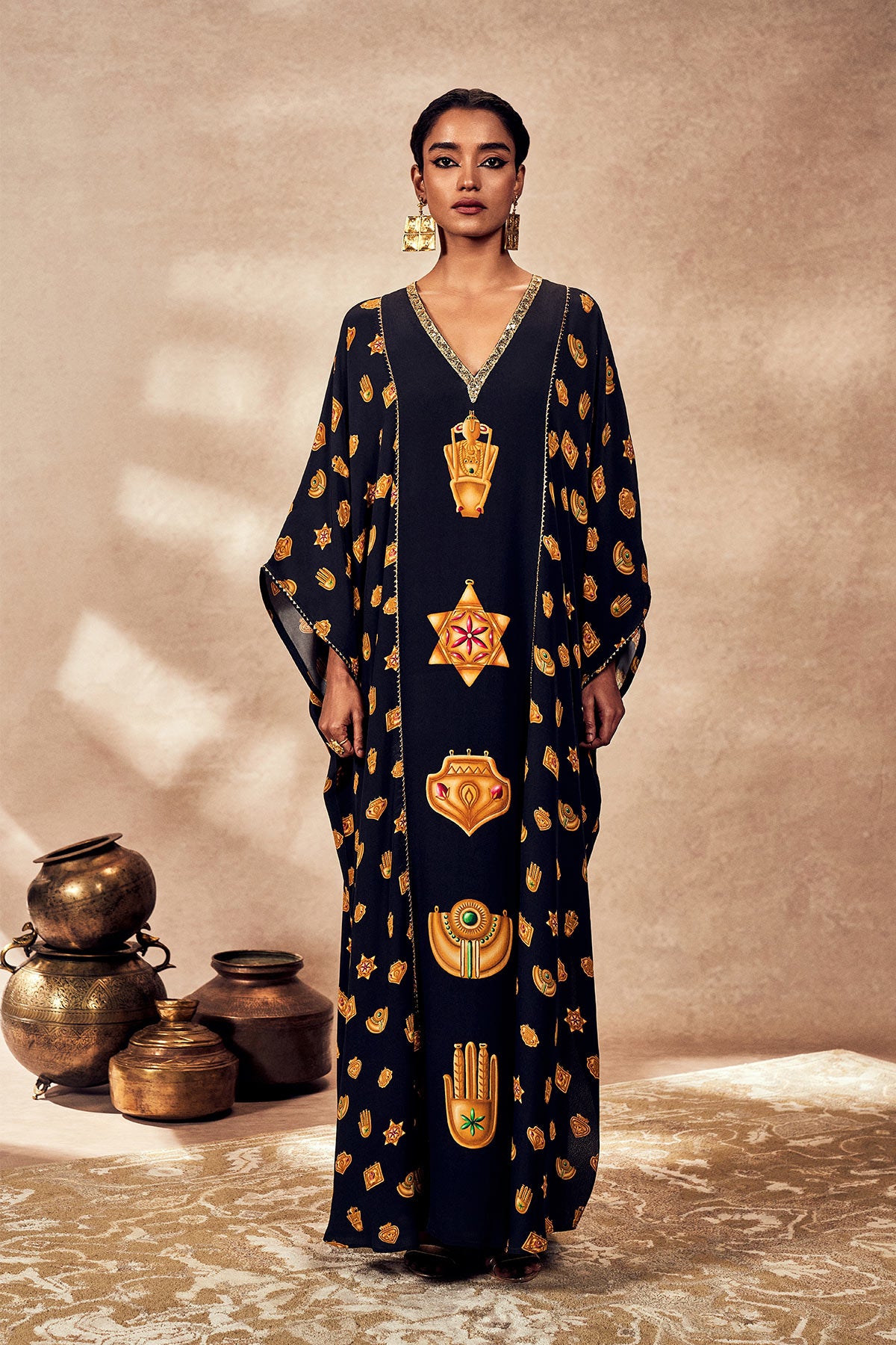 BLACK TRINKLETS KAFTAN