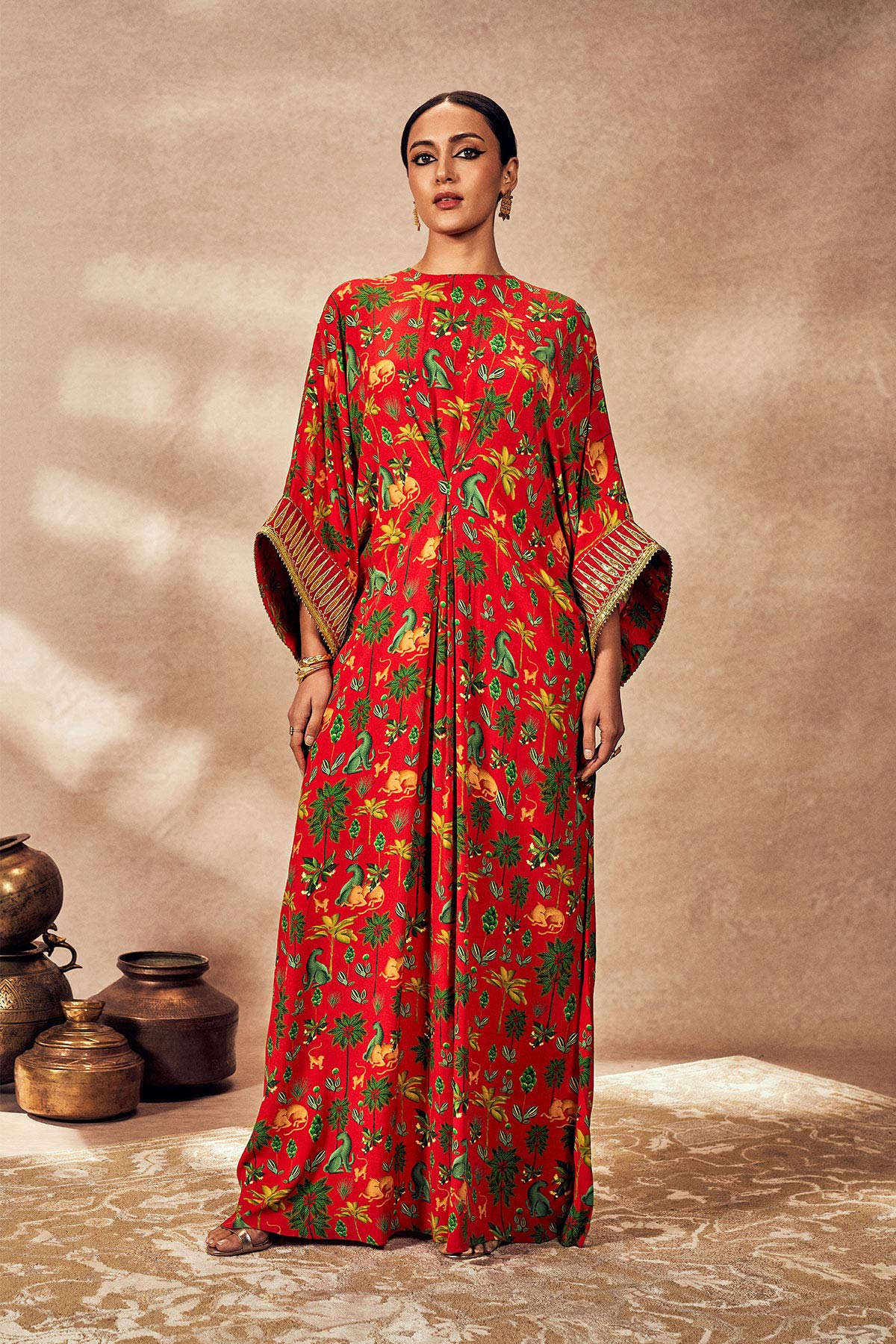 RED TROPICAL RHAPSODY KAFTAN