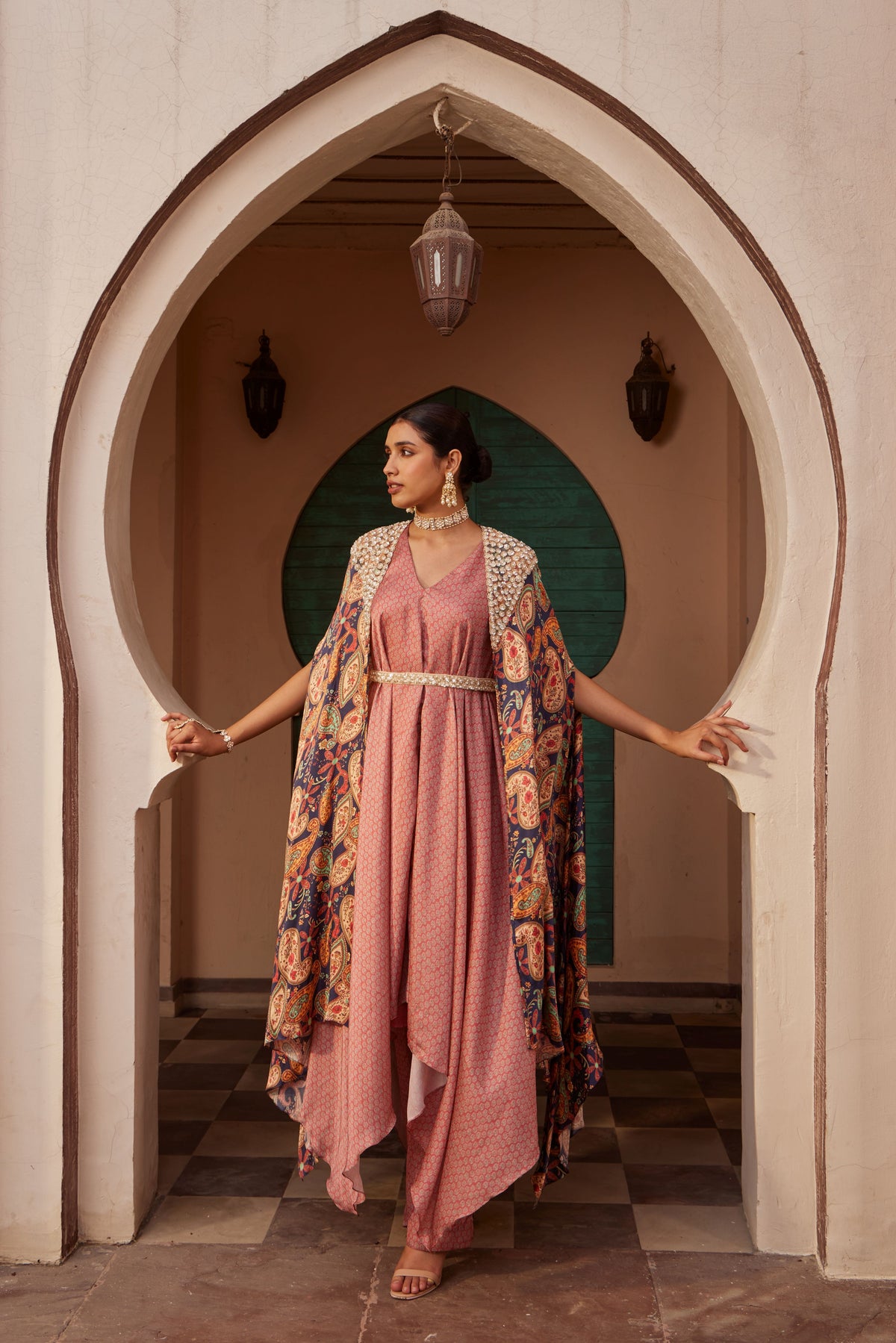 DRAPE KURTA WITH CAPE SET