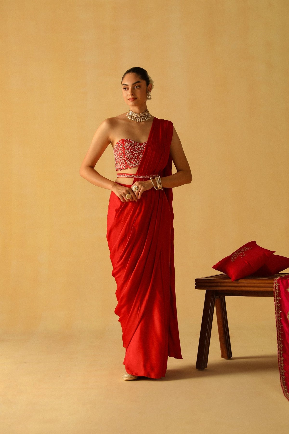 Rumaan Draped Saree With Blouse & Belt