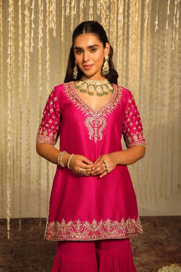 Pink Aaira Kurta Set- front view