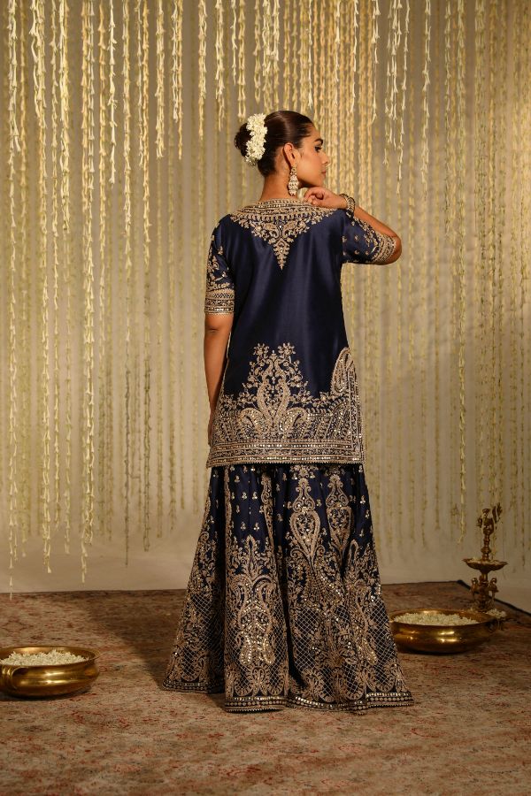 Blue Aafiya Kurta Set- back view