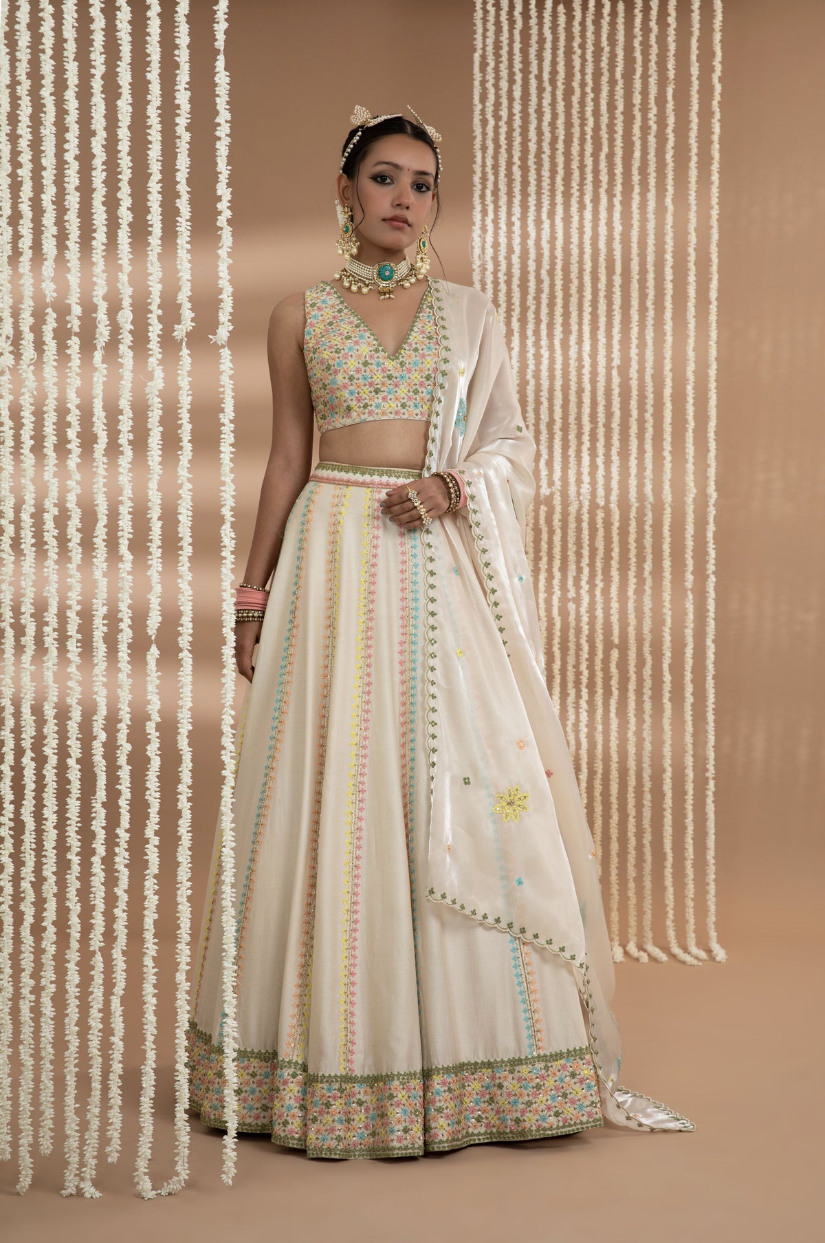 Ivory lehenga set with dupatta