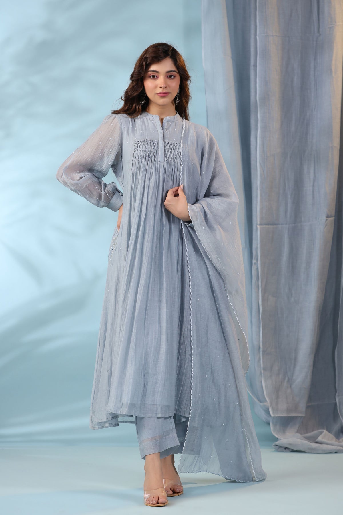 BLUE WATER LILY KURTA