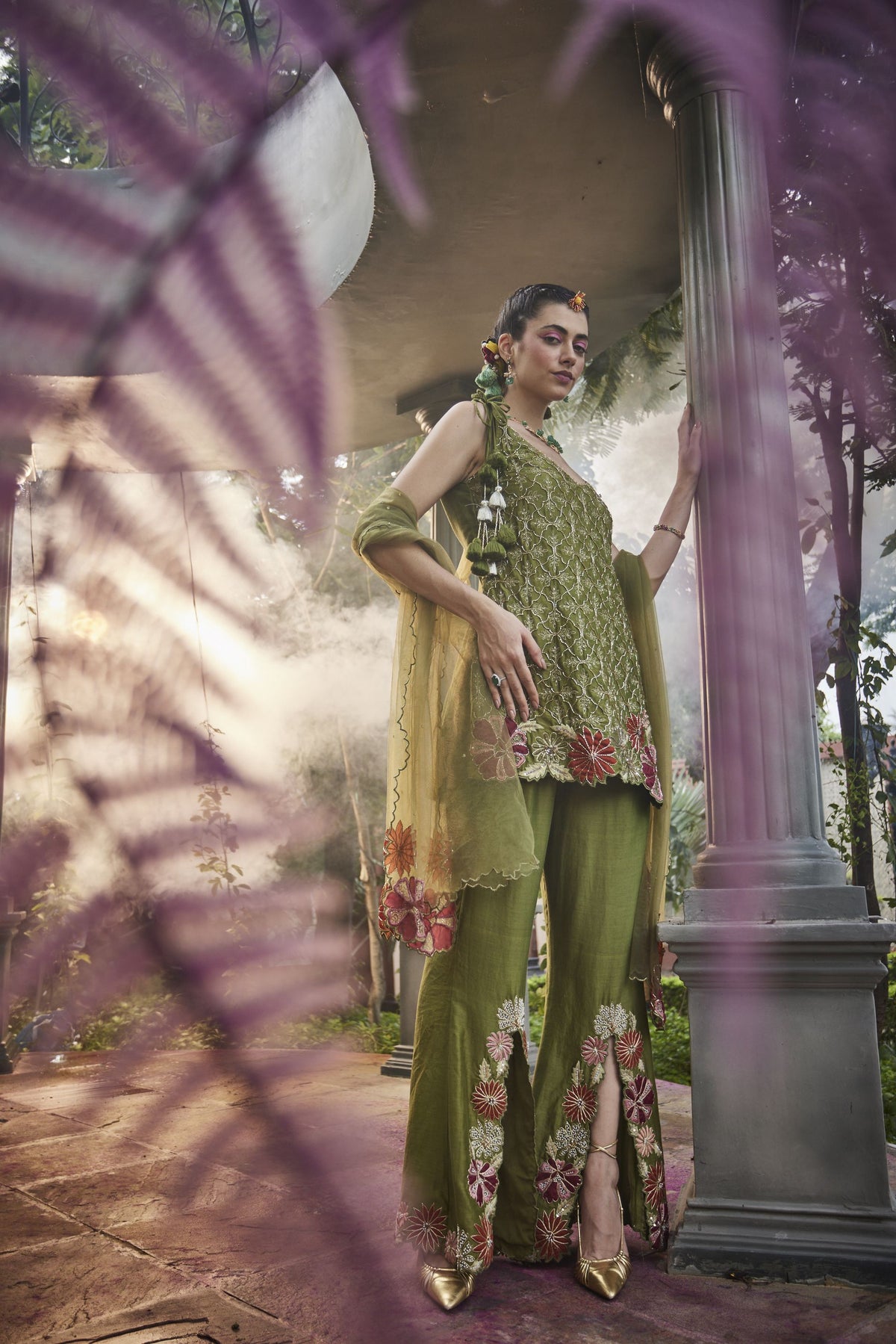 Embroidered Kurta with Crafted Pant and Dupatta