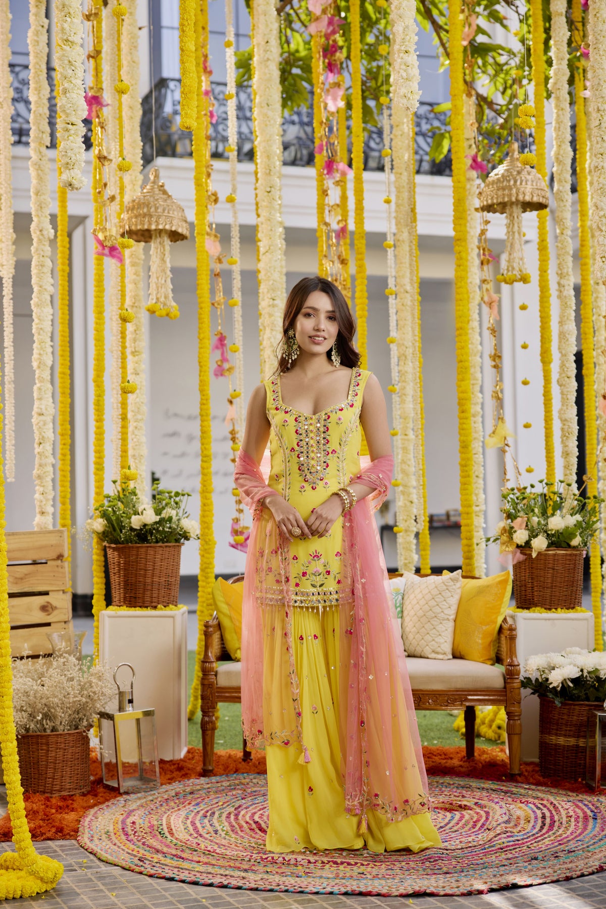 SUNSHINE YELLOW KURTA AND SHARARA