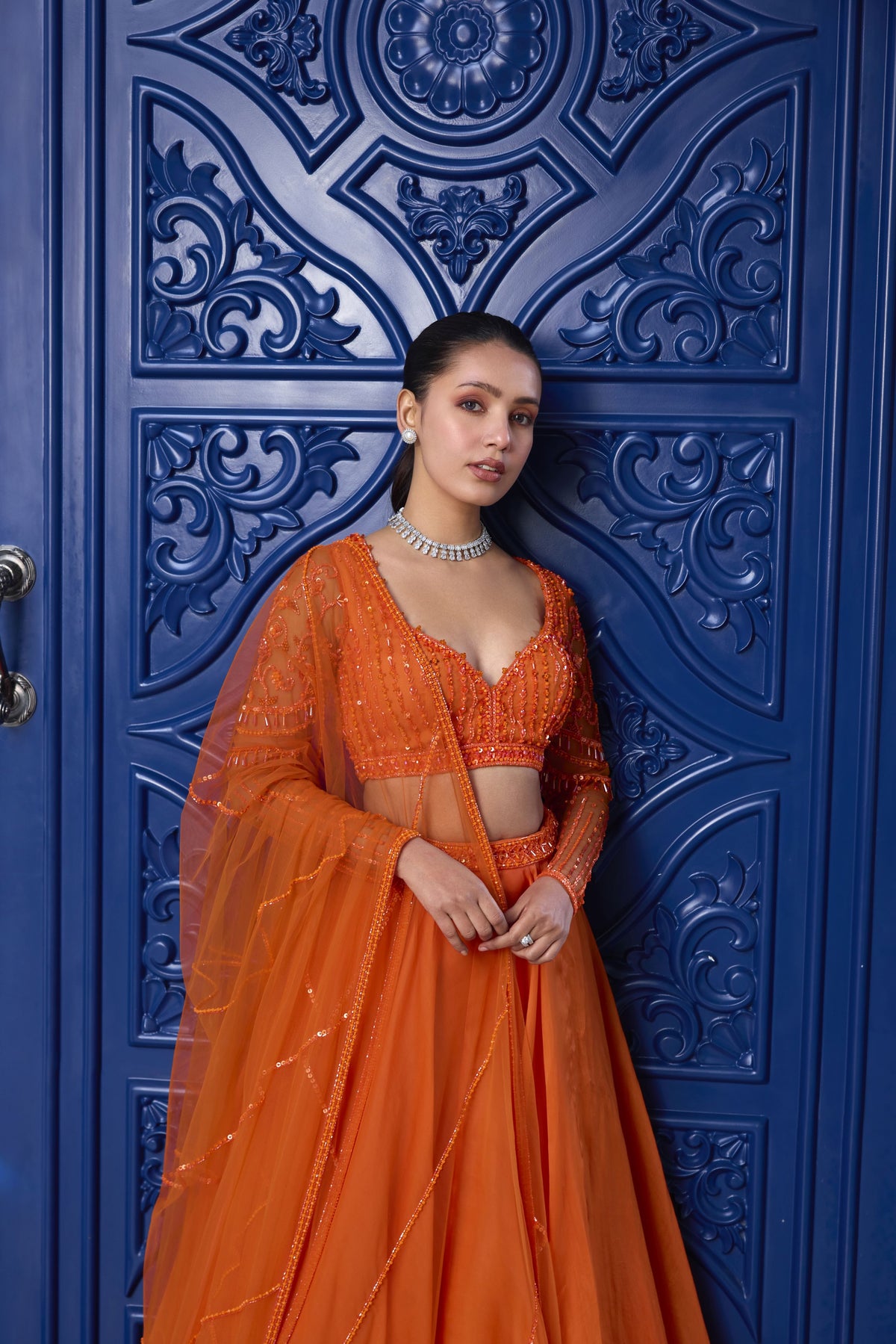 ORANGE TONAL BLOUSE AND ORGANZA SKIRT