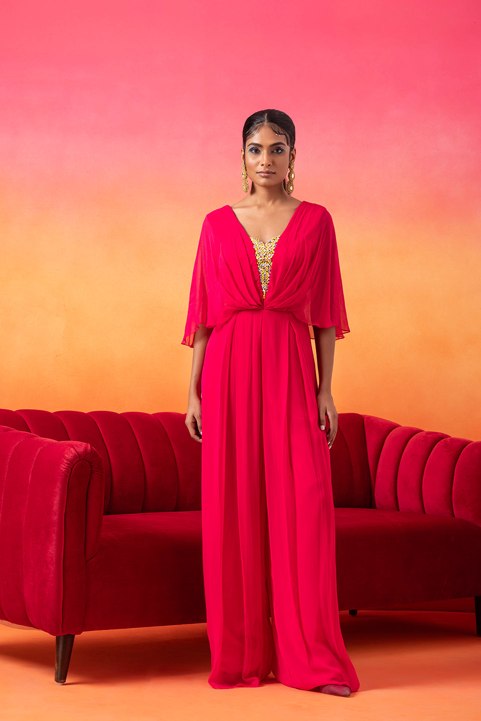 Barbie Pink Pre-Draped Jumpsuit