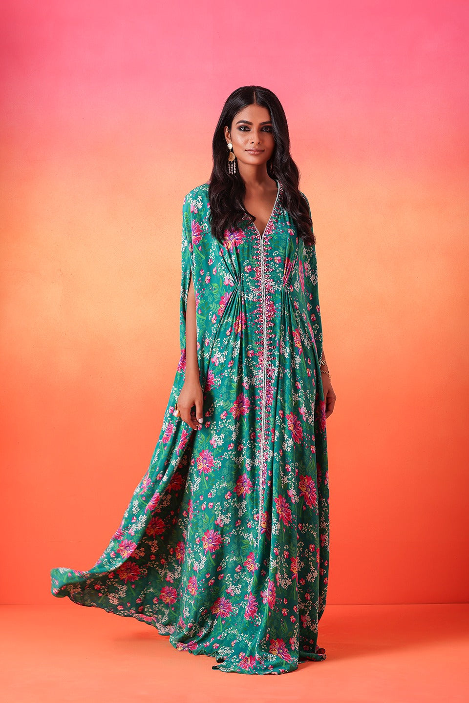 Emerald Green Printed Kaftan