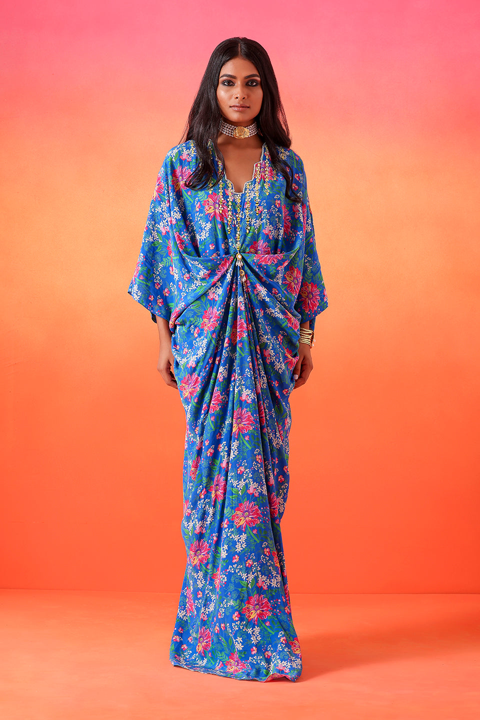 Electric Blue Printed Kaftan