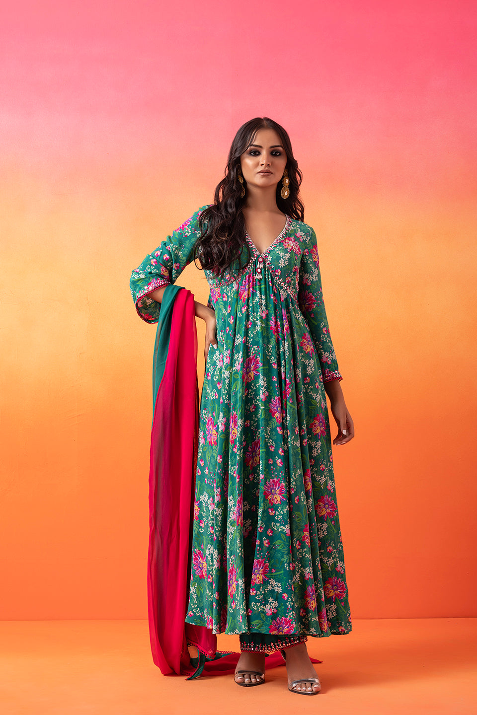 Emerald Green Printed Kurta Set